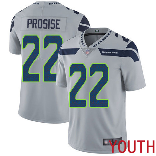 Seattle Seahawks Limited Grey Youth C. J. Prosise Alternate Jersey NFL Football #22 Vapor Untouchable->youth nfl jersey->Youth Jersey